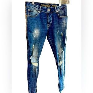 Men’s distressed skinny jeans ocean blue- 2YPREMIUM